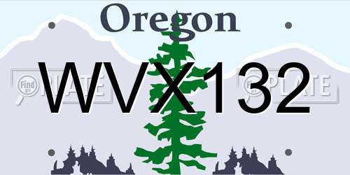 WVX132 Oregon License Plate