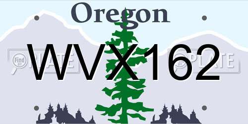 WVX162 Oregon License Plate