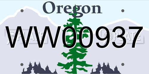 WW00937 Oregon License Plate