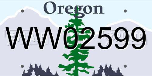 WW02599 Oregon License Plate