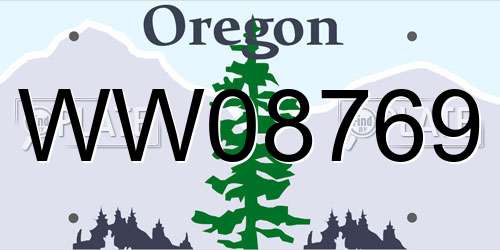 WW08769 Oregon License Plate