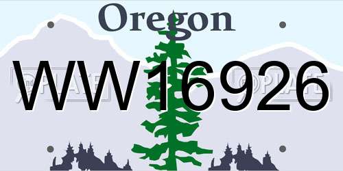 WW16926 Oregon License Plate