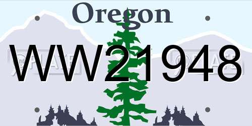 WW21948 Oregon License Plate