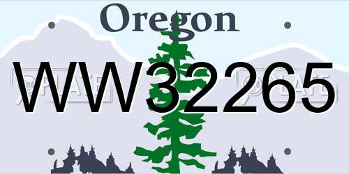 WW32265 Oregon License Plate