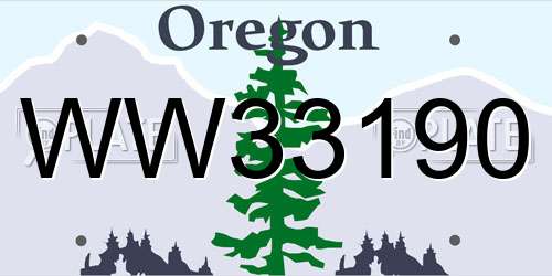 WW33190 Oregon License Plate
