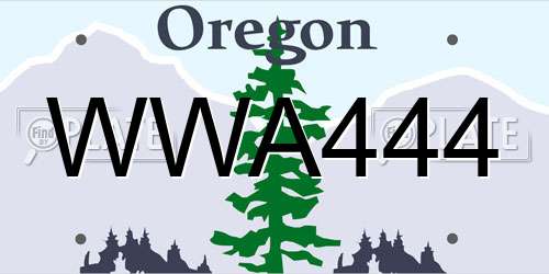 WWA444 Oregon License Plate