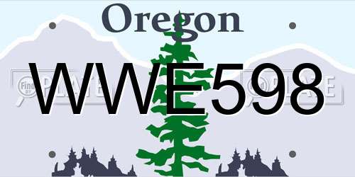 WWE598 Oregon License Plate