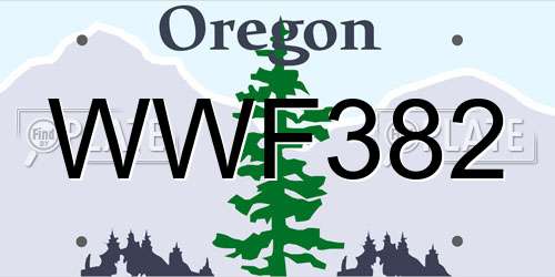 WWF382 Oregon License Plate