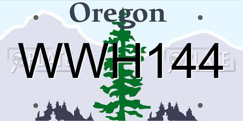 WWH144 Oregon License Plate