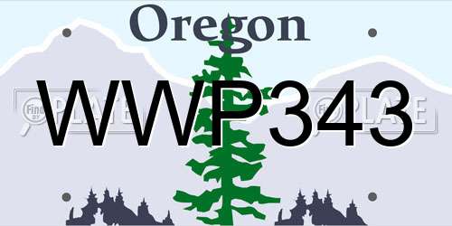 WWP343 Oregon License Plate
