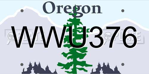WWU376 Oregon License Plate