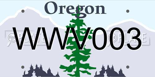 WWV003 Oregon License Plate
