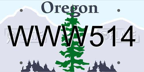 WWW514 Oregon License Plate