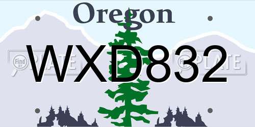 WXD832 Oregon License Plate