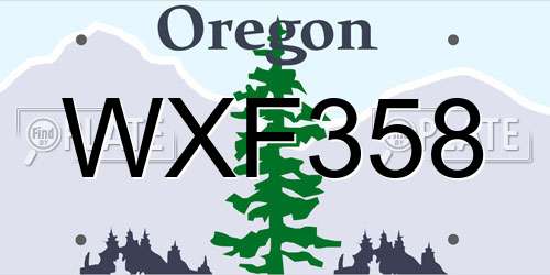 WXF358 Oregon License Plate