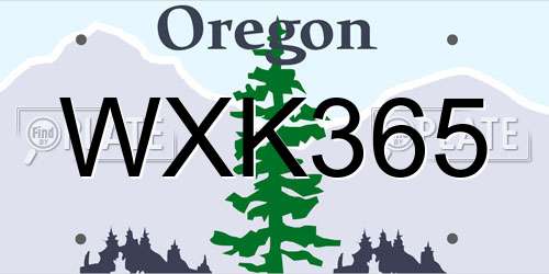 WXK365 Oregon License Plate