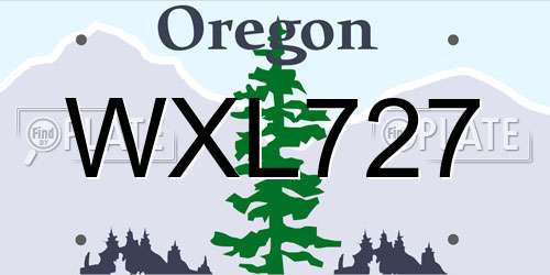 WXL727 Oregon License Plate