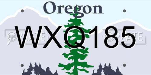 WXQ185 Oregon License Plate
