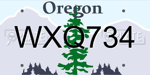 WXQ734 Oregon License Plate
