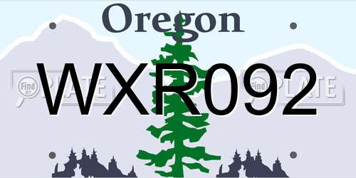 WXR092 Oregon License Plate