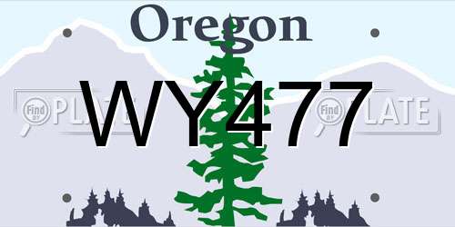 WY477 Oregon License Plate