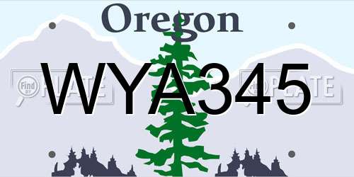 WYA345 Oregon License Plate