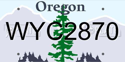 WYC2870 Oregon License Plate
