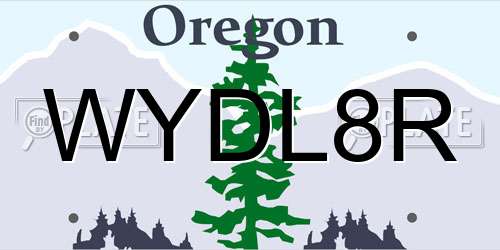 WYDL8R Oregon License Plate
