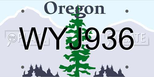 WYJ936 Oregon License Plate