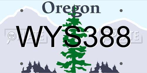 WYS388 Oregon License Plate