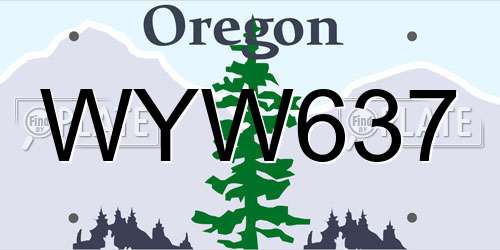 WYW637 Oregon License Plate