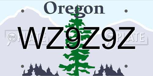 WZ9Z9Z Oregon License Plate