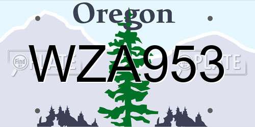 WZA953 Oregon License Plate