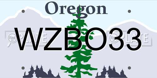 WZBO33 Oregon License Plate
