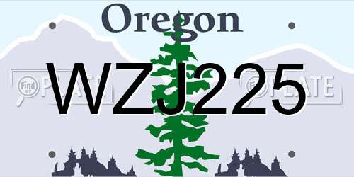 WZJ225 Oregon License Plate
