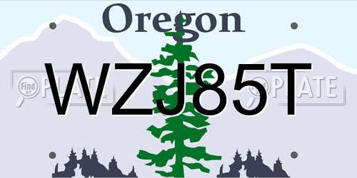 WZJ85T Oregon License Plate