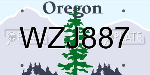 WZJ887 Oregon License Plate