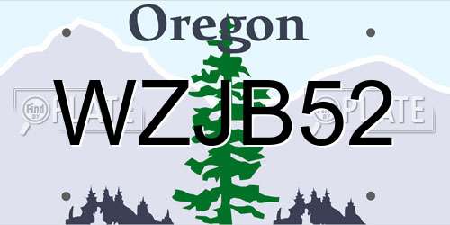 WZJB52 Oregon License Plate