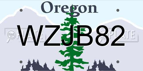 WZJB82 Oregon License Plate
