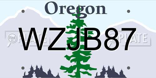 WZJB87 Oregon License Plate
