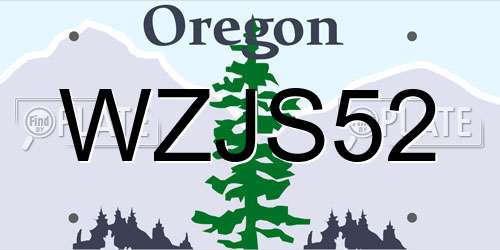 WZJS52 Oregon License Plate