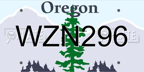 WZN296 Oregon License Plate