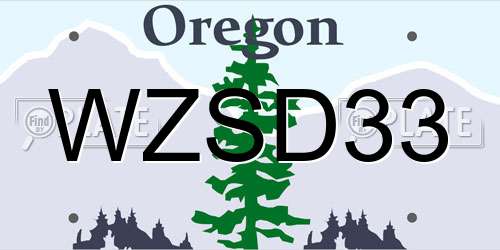 WZSD33 Oregon License Plate
