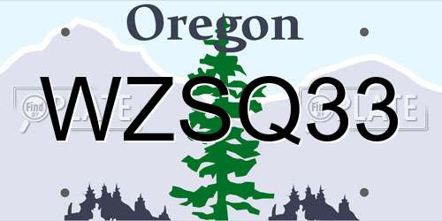 WZSQ33 Oregon License Plate