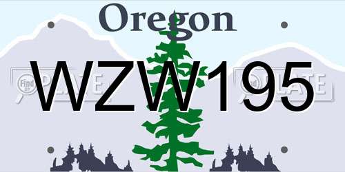 WZW195 Oregon License Plate