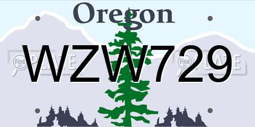 WZW729 Oregon License Plate