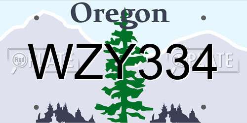 WZY334 Oregon License Plate