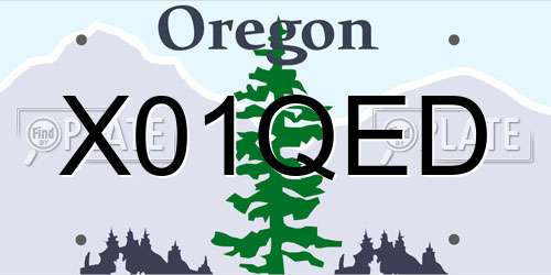 X01QED Oregon License Plate