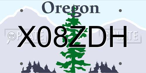 X08ZDH Oregon License Plate