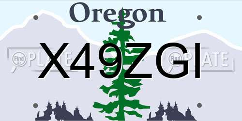 X49ZGI Oregon License Plate